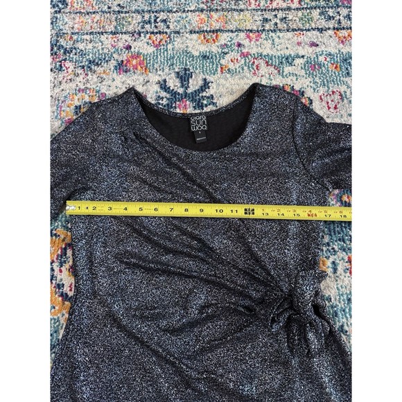 Clara Sun Woo Metallic Speckled Tie Front Long Sleeve Top Size Small - Picture 6 of 7